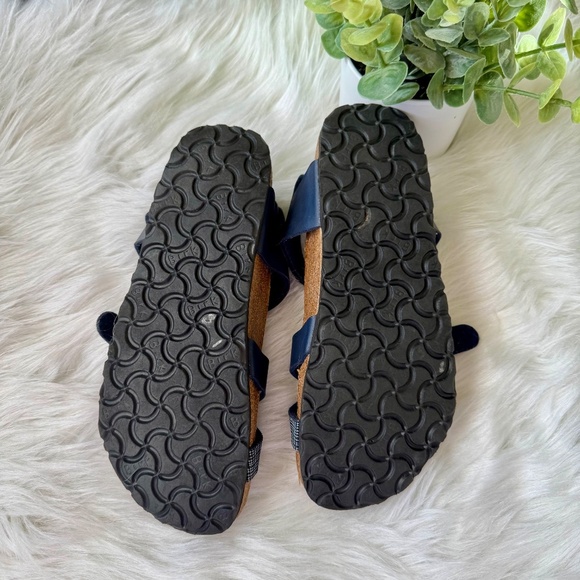 Birki's By Birkenstock Criss Cross Navy Blue Leather Buckle Strap Sandals Size 6 - Picture 10 of 13